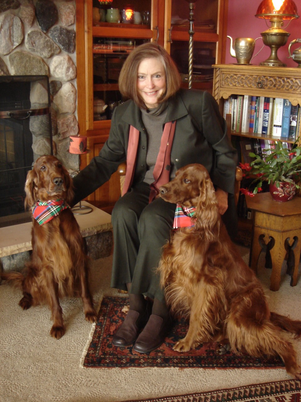 Mary Lynn Broe with her Irish setters
